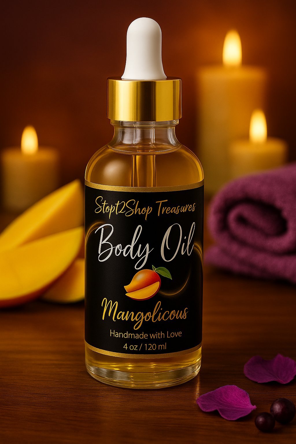 Mangolicous Body Oil W/ Gold Shimmer!