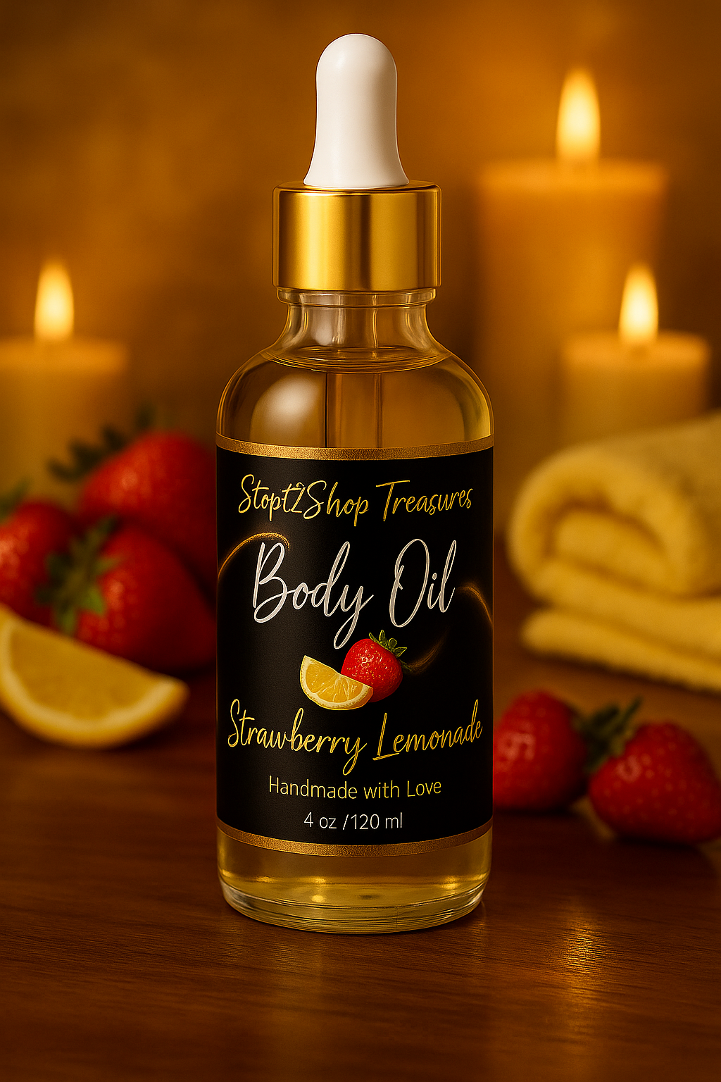 Strawberry Lemonade Body Oil W/ Soft Pink Gold Shimmer