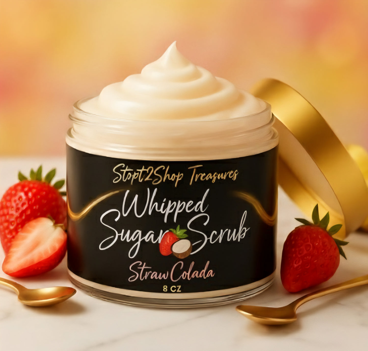 StrawColda Whipped Foam Soap Sugar Scrub 🍓🥥🍹