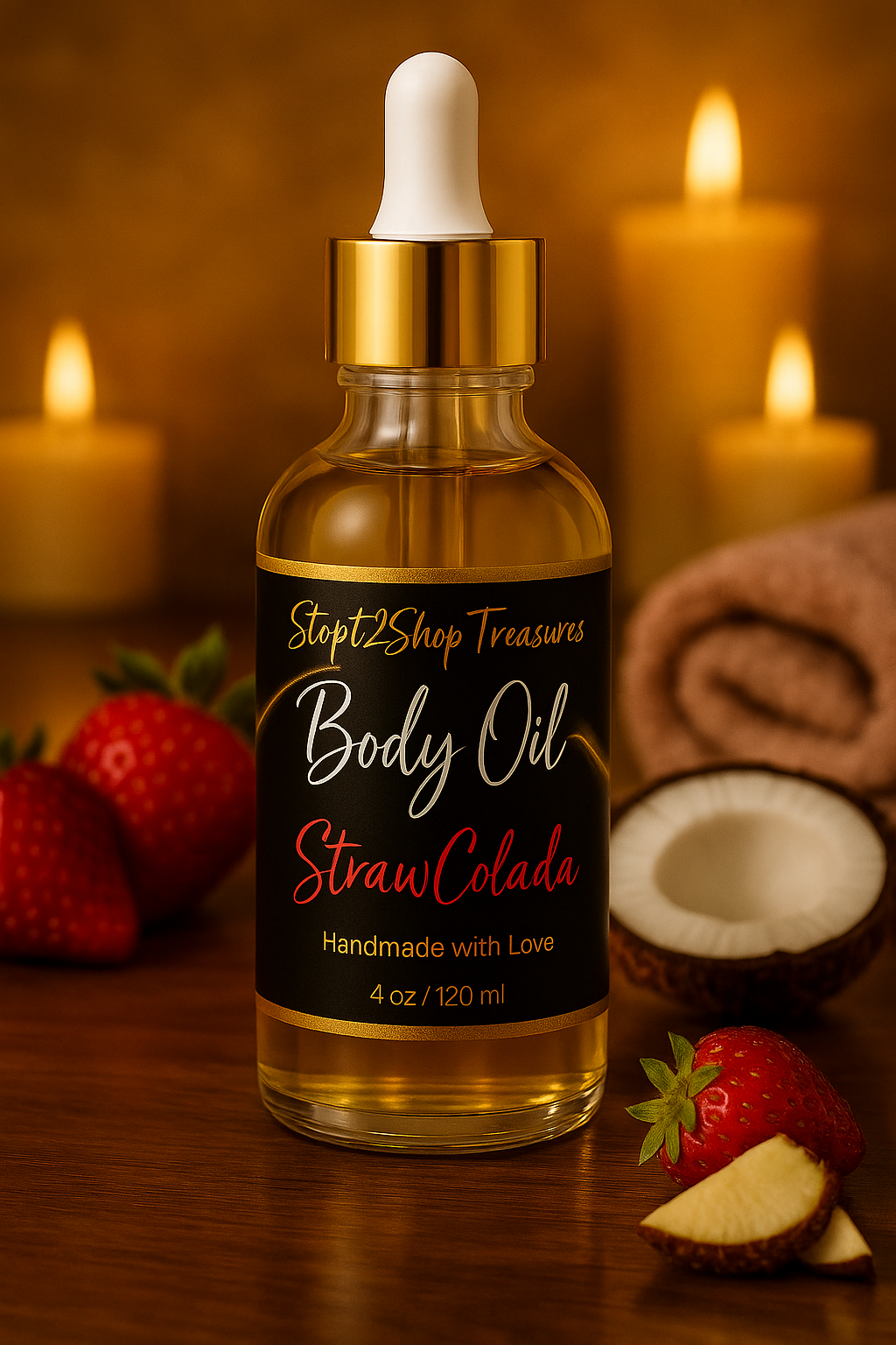 StrawColada Body Oil/ Rose Gold Shimmer