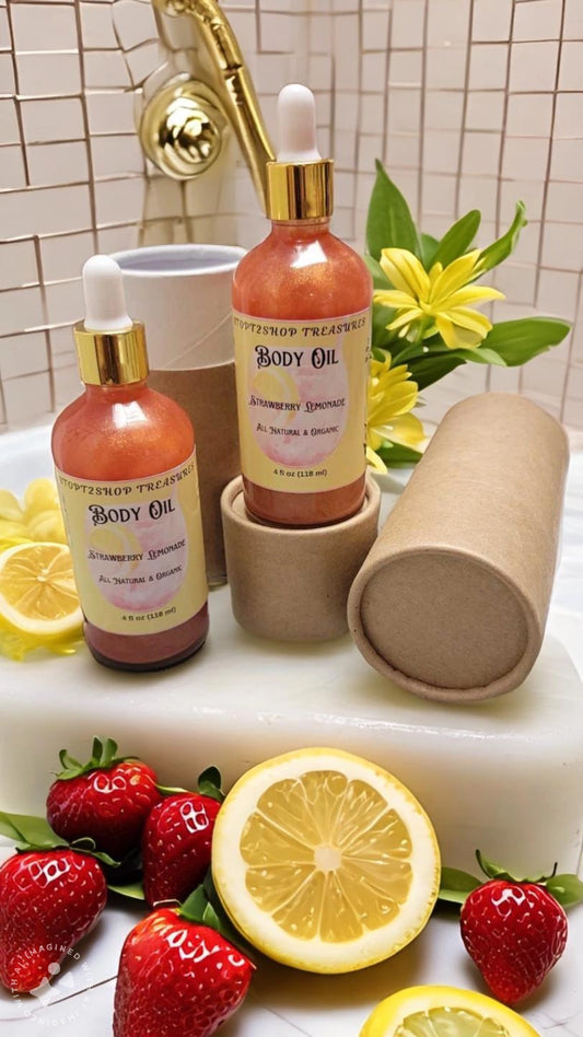 Strawberry Lemonade Body Oil W/ Soft Pink Gold Shimmer